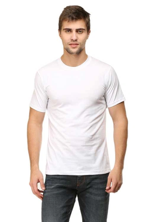 Round Neck Half Sleeve Classic-White-L-1