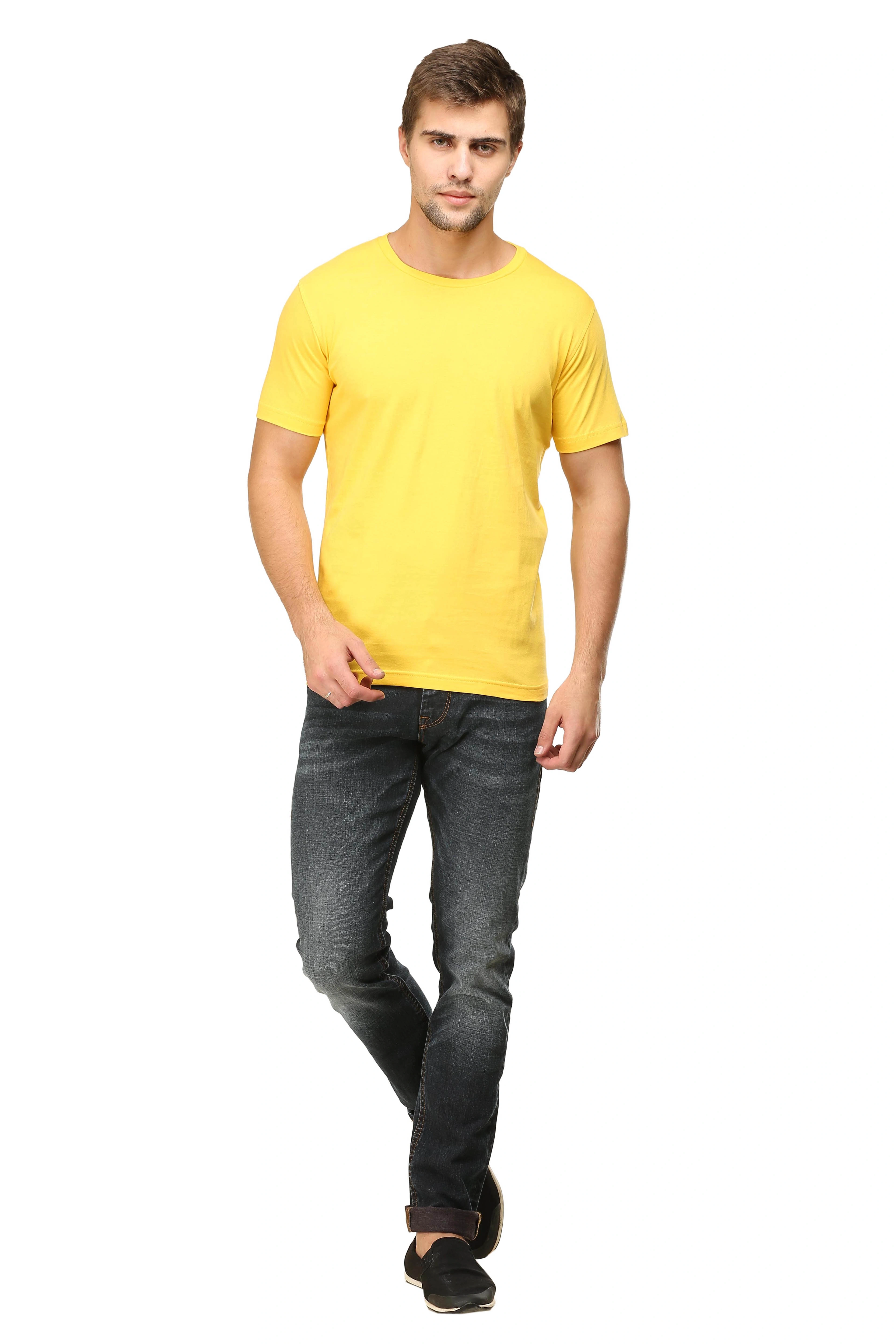 Round Neck Half Sleeve Classic-Yellow-S-1