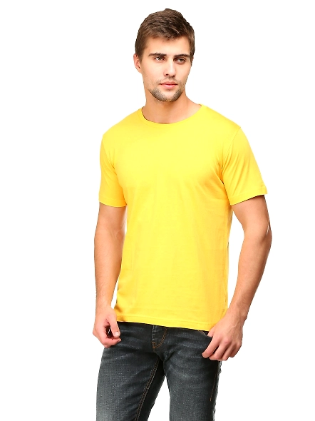 Round Neck Half Sleeve Classic-Yellow-L-3