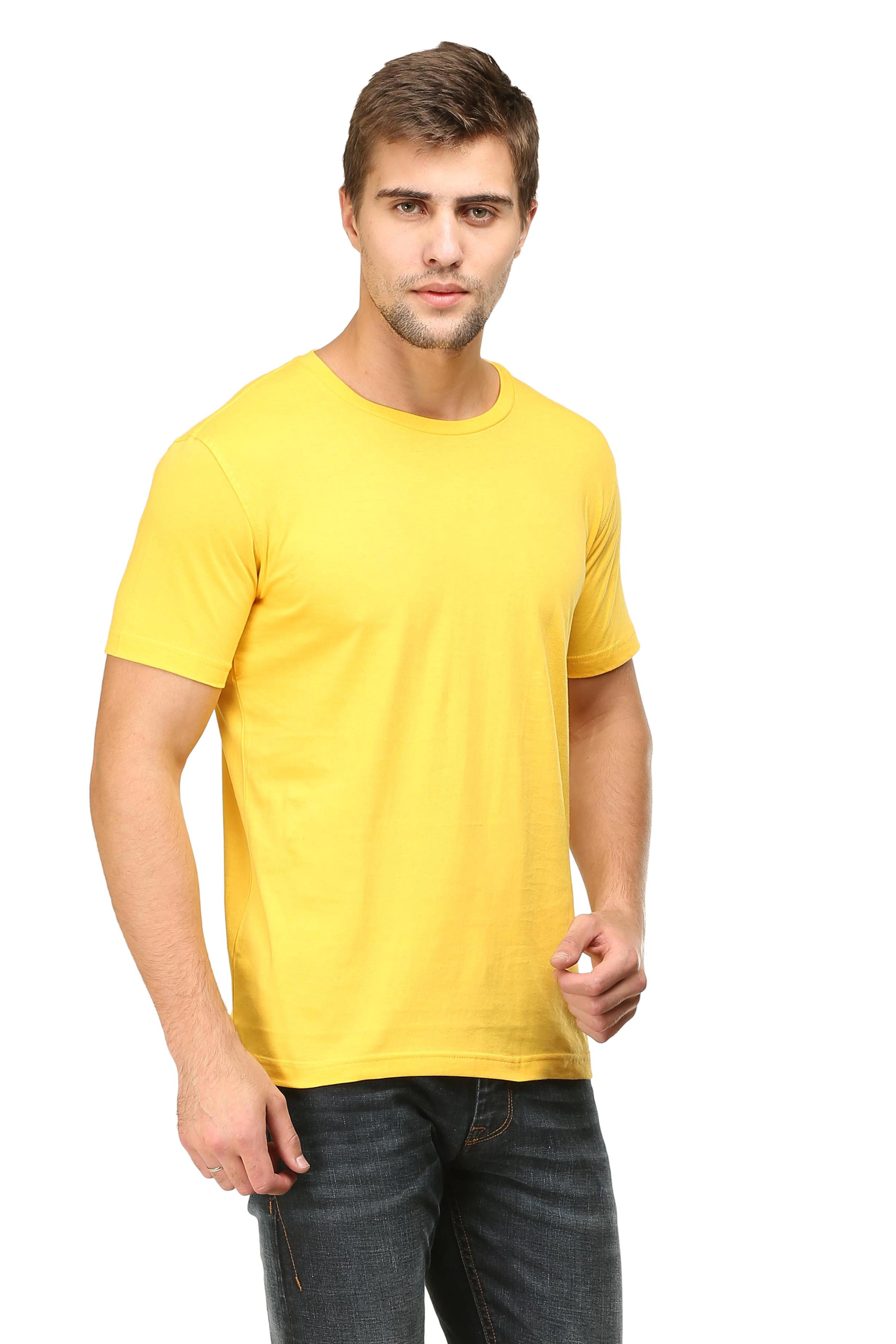 Round Neck Half Sleeve Classic-Yellow-XL-2