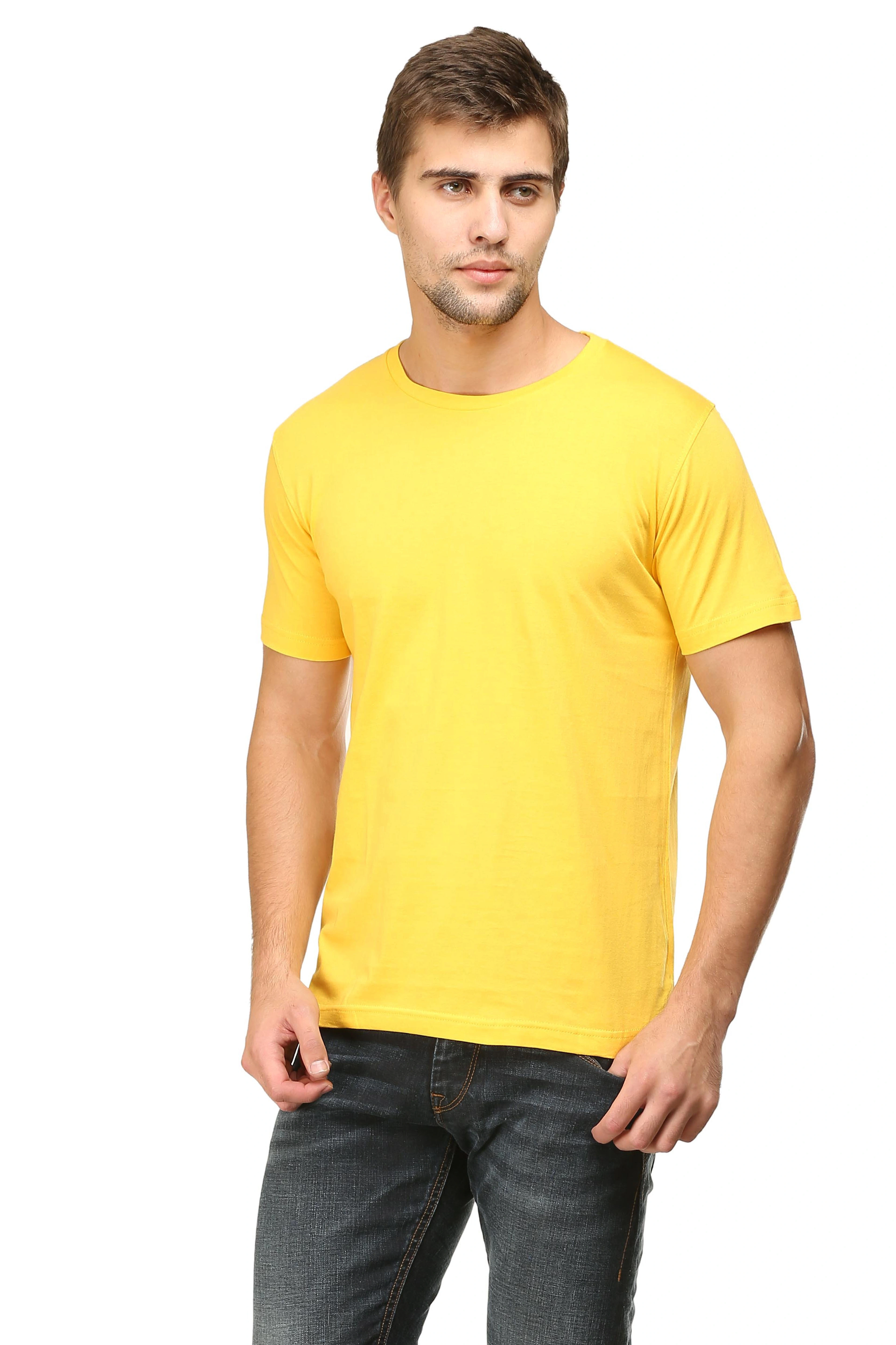 Round Neck Half Sleeve Classic-Yellow-XL-3