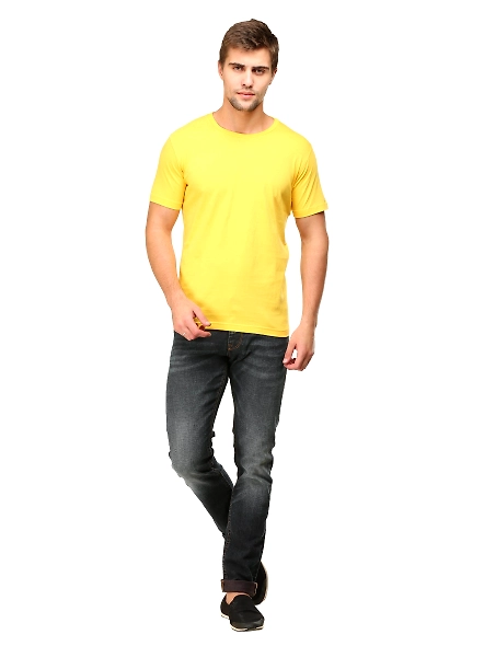 Round Neck Half Sleeve Classic-Yellow-3XL-1