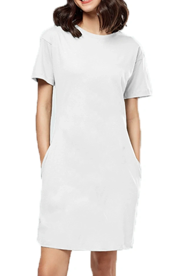 Female T-Shirt Dress-FLtFs-Wh-S