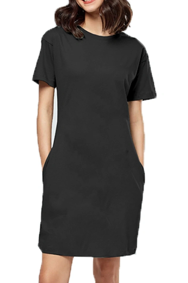 Female T-Shirt Dress-FLtFs-Bk-S