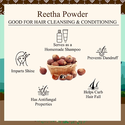Natural Organic Reetha Powder for Hair Health | Sapindus mukorossi For Hair Growth &amp; Scalp Treatment-3