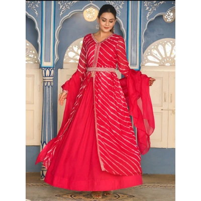 Flared Jacket with Skirt & Dupatta