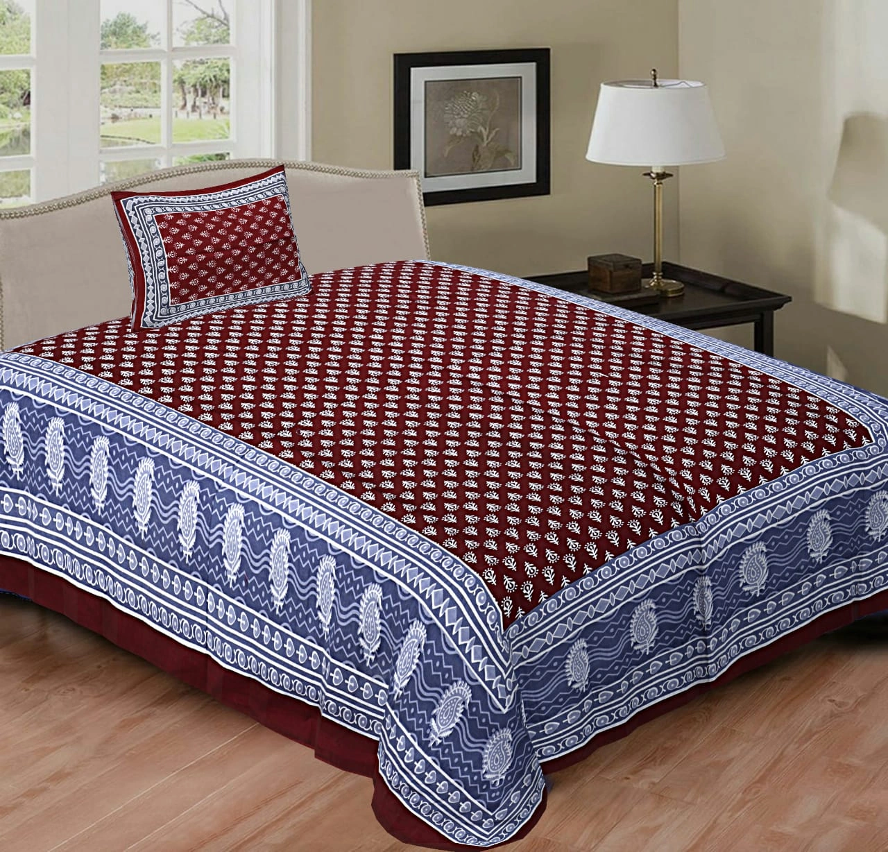 Brown Printed Bedsheet-Jan1204