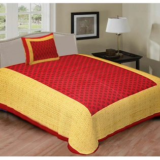 Red Yellow Printed Bedsheet