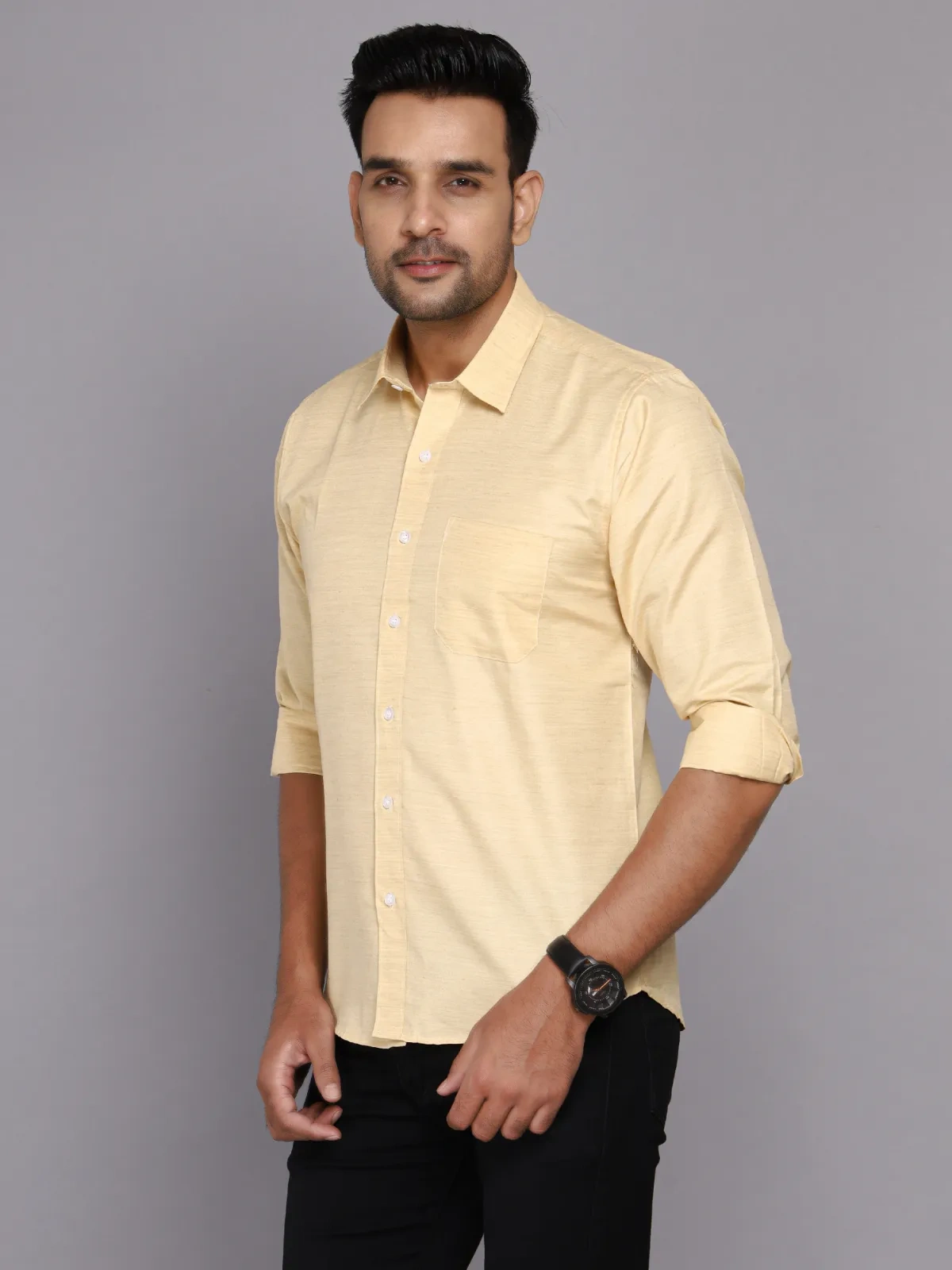 Men's Casual sanchi Silk Shirt-1