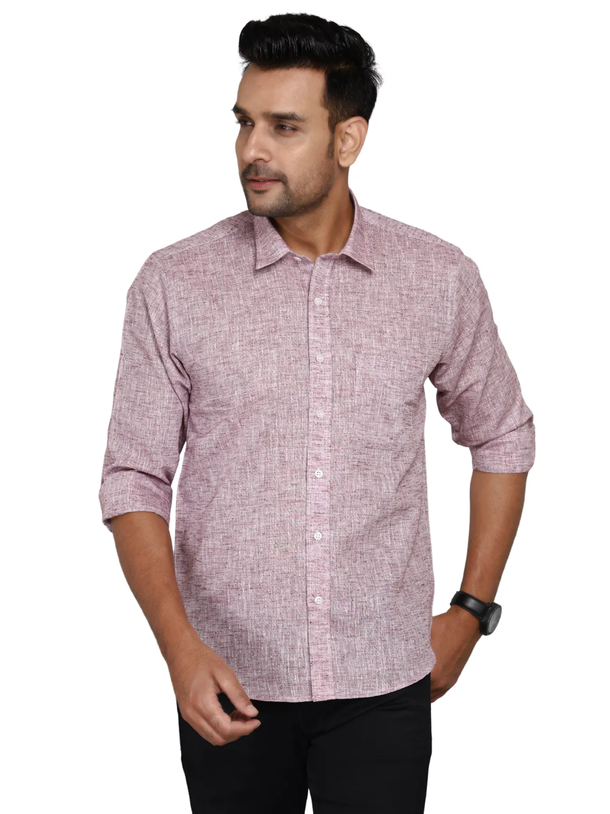 Slub Cotton Shirt For Men-12263344