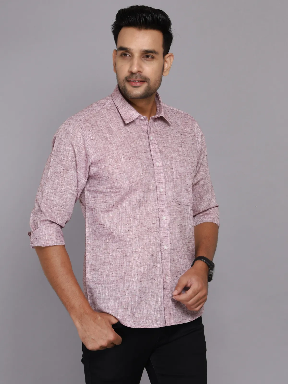 Slub Cotton Shirt For Men-1