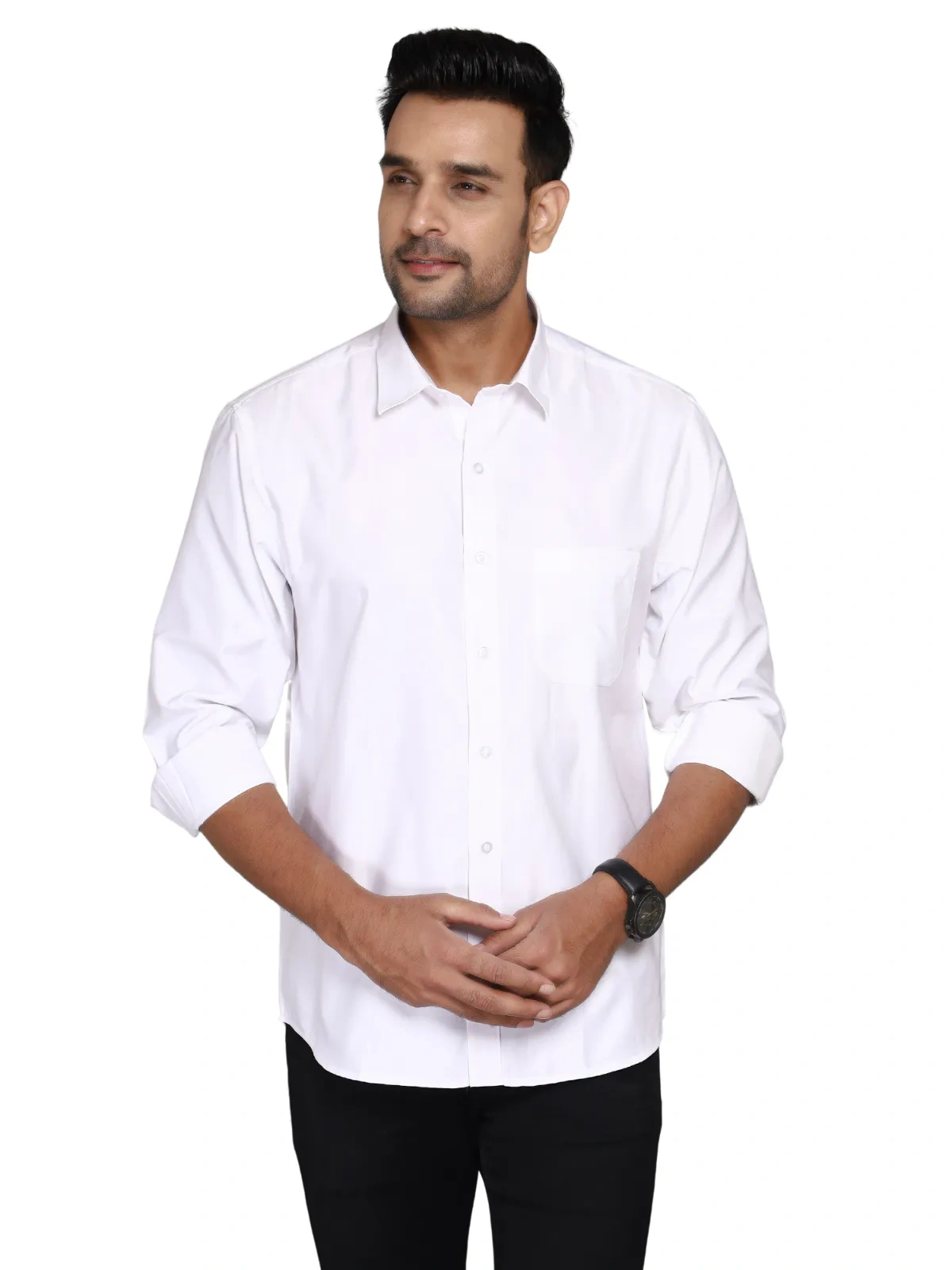 Formal White Cotton shirt For Men-12263356