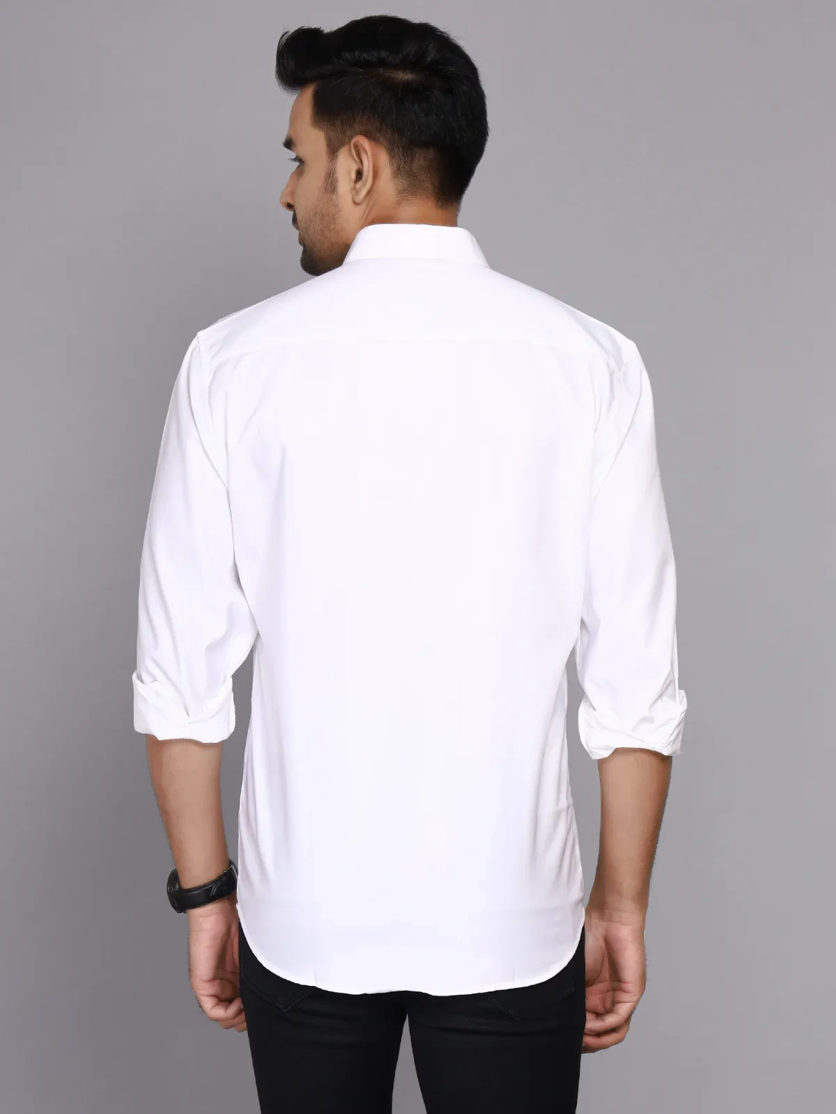 Formal White Cotton shirt For Men-3