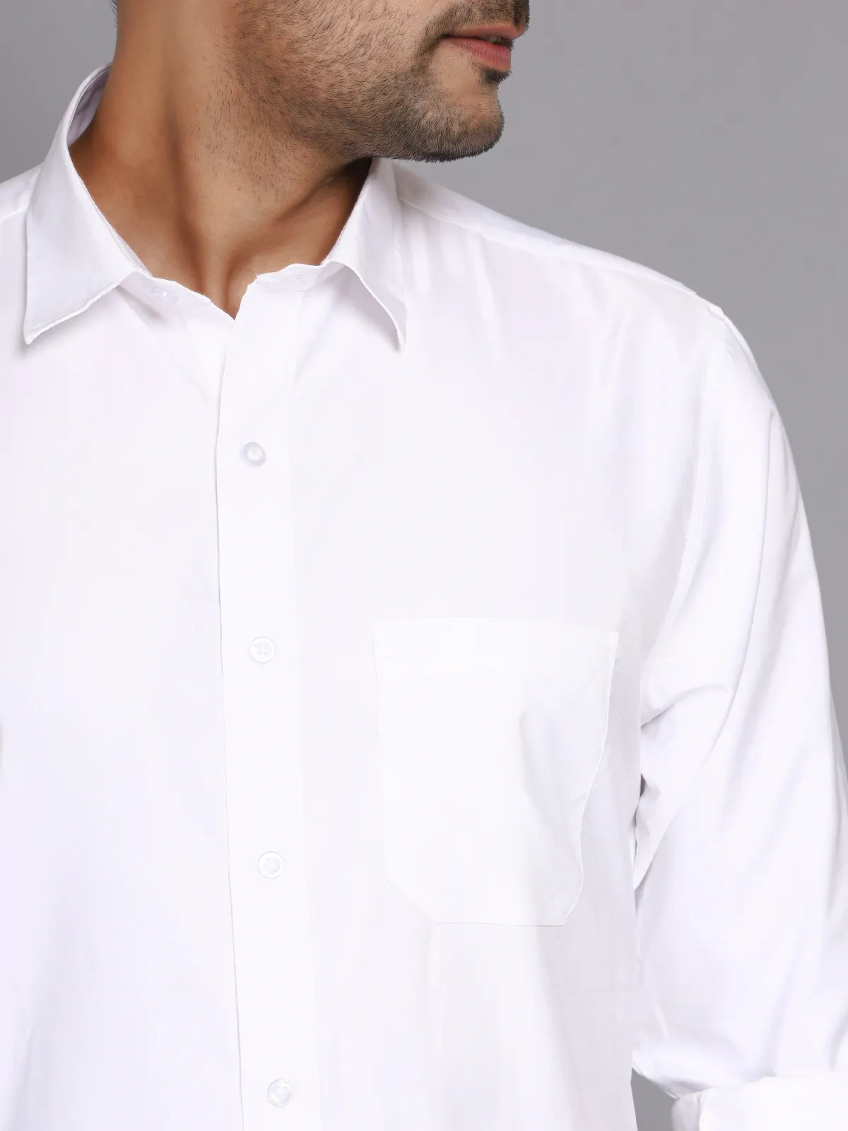 Formal White Cotton shirt For Men-4