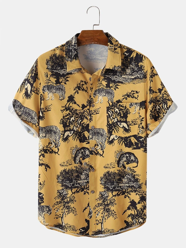 Yellow Black Printed Shirt-12263538