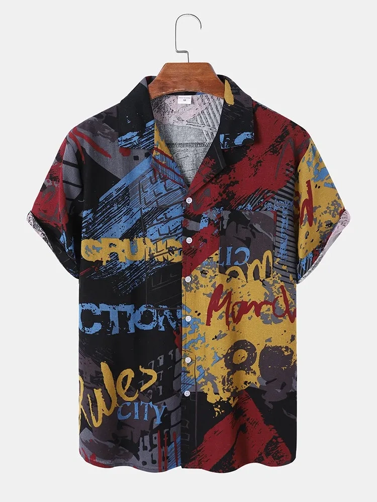 Dark Brown-Blue Printed Shirt-12263640