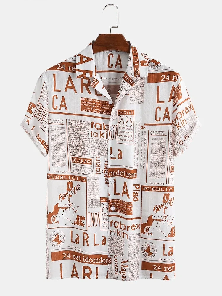 Brown-White digital printed Shirt-12263754