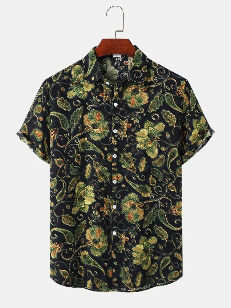 Green Flower Printed Shirt-12264718