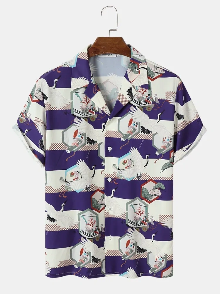 White-Blue Printed Shirt for Men-12265368