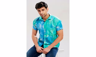 Ocean Blue Printed Shirt