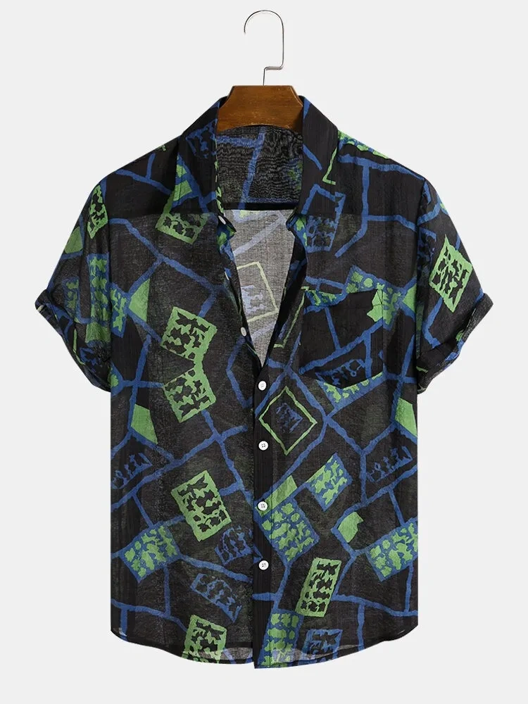 Black-Blue Printed Shirt-12265838