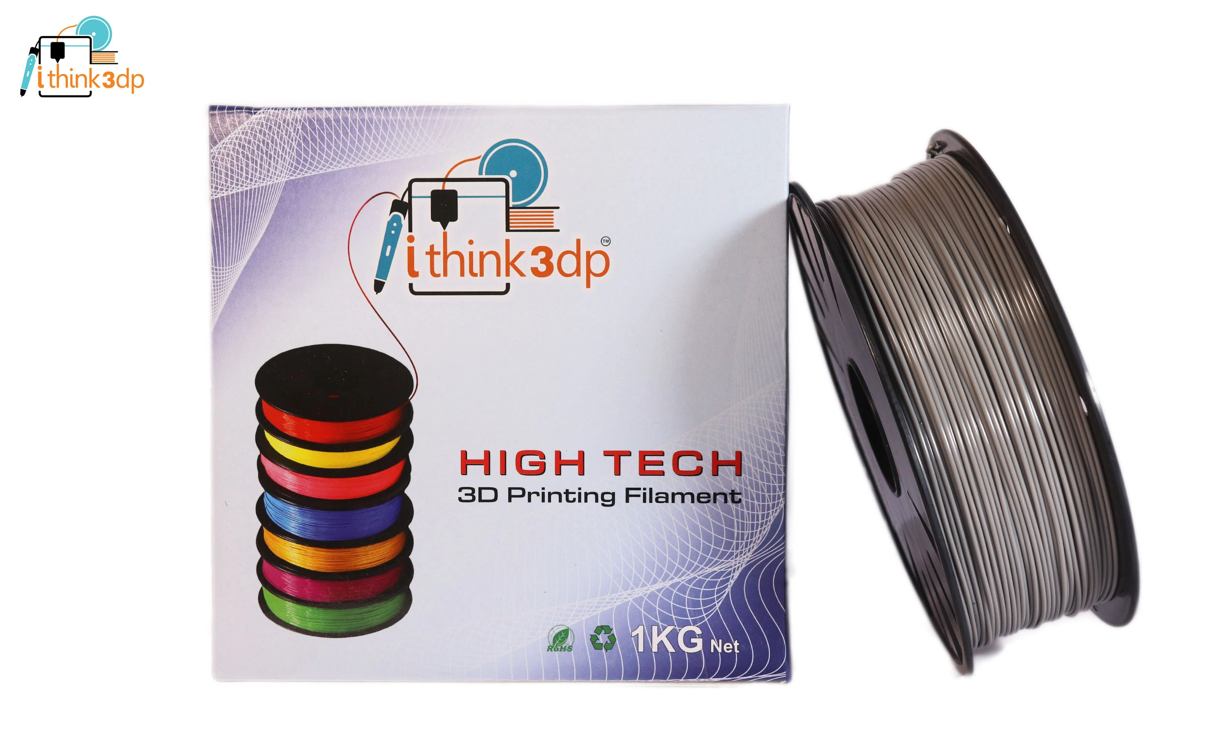 Ithink3DP PLA 3D Printer Filament Grey 1.75 mm 1 Kg. Spool-ITPLA009