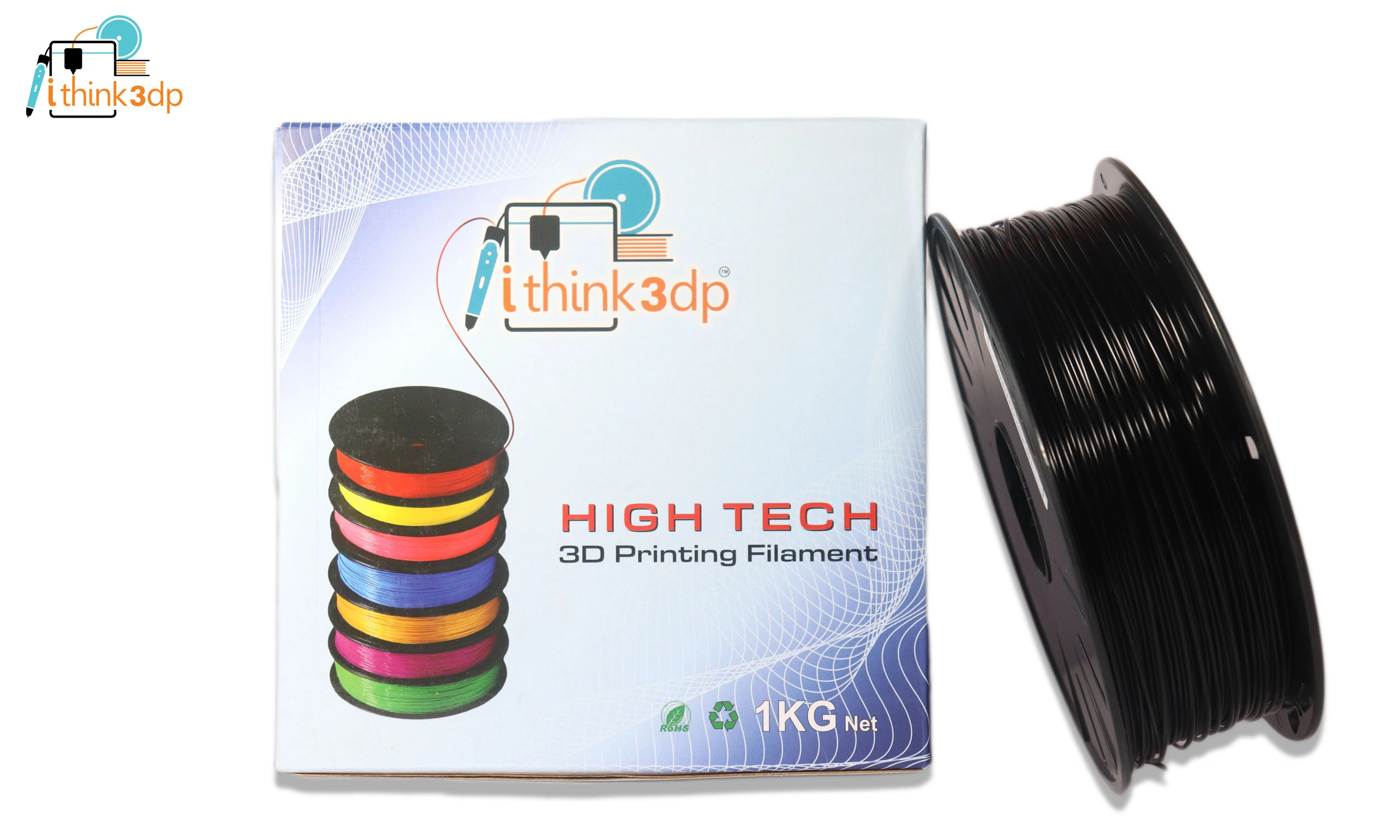 Ithink3DP PLA 3D Printer Filament Black 1.75 mm 1 Kg. Spool-ITPLA001