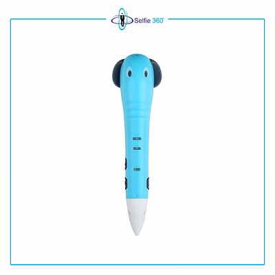 selfie360 elephant 3d doodling pen - with free stencil book, finger gloves, pen stand and different colour filament