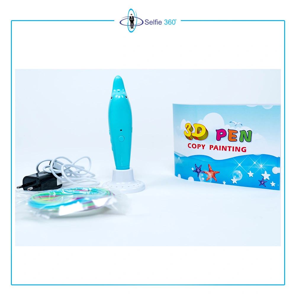 Selfie360 Dolphin 3d doodling pen - with FREE Stencil book, Finger gloves, Pen stand and different colour filament-Pink-2