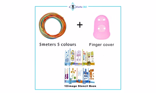 Selfie360 Rechargeable 3D Doodle Pen Pink with LCD Screen - FREE Stencil book, Finger gloves, Pen stand and different colour filament