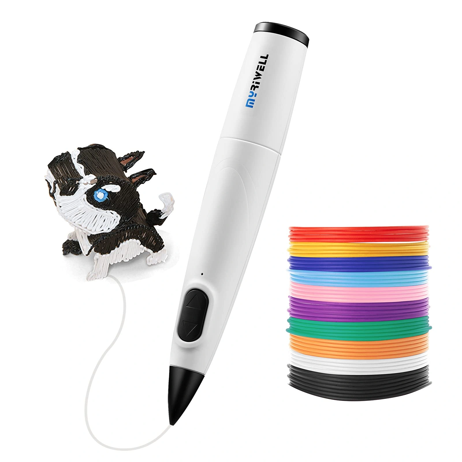 Selfie360 3d doodle pen white with free Stencil book, pen stand, 10 different colour PCL filament-1