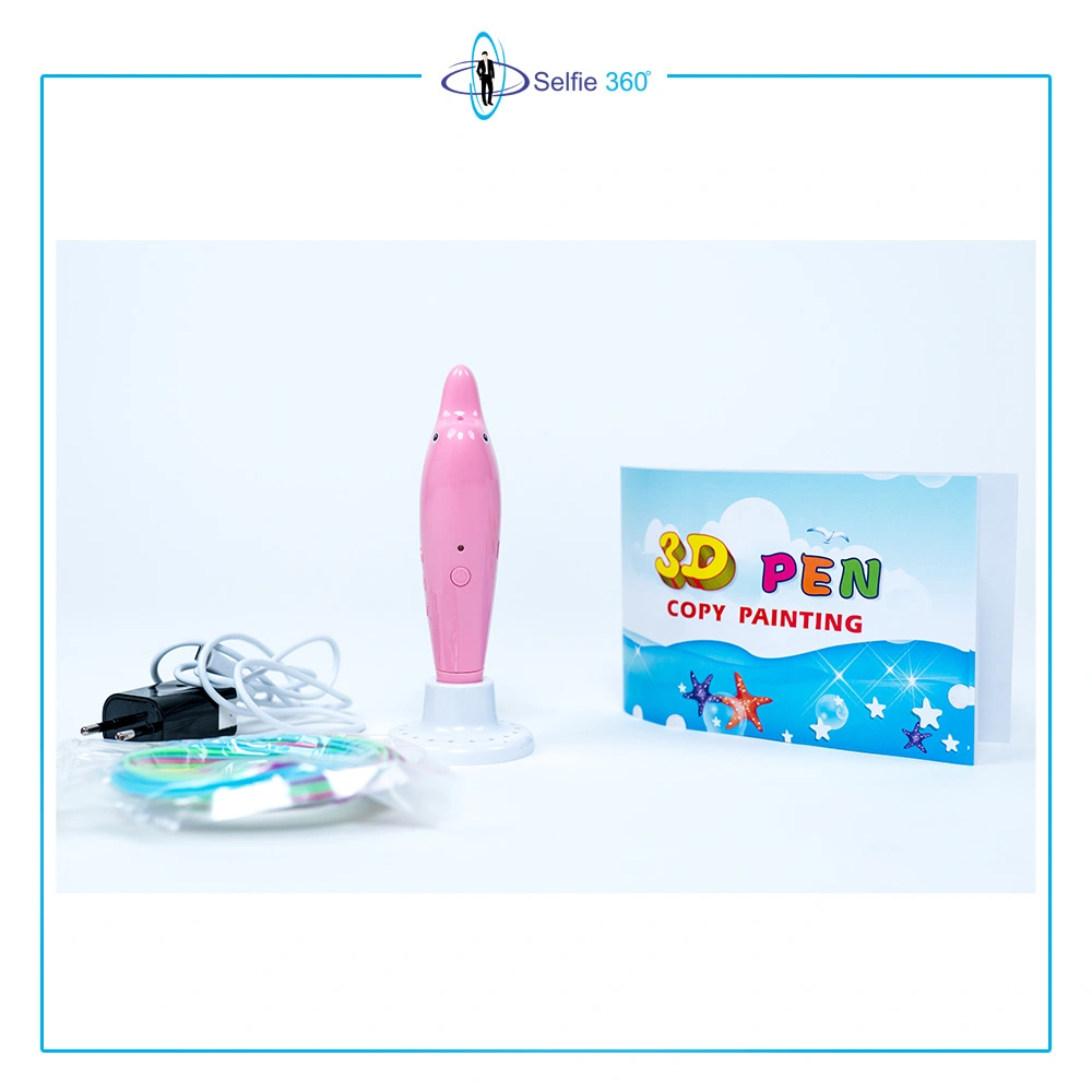 Selfie360 Dolphin 3d doodling pen - with FREE Stencil book, Finger gloves, Pen stand and different colour filament-Pink-5