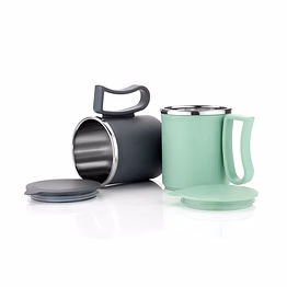 coffee mug with lid steel inside
