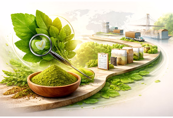 Moringa Leaf Powder prepared in bulk export packaging from India for nutraceutical and global ingred