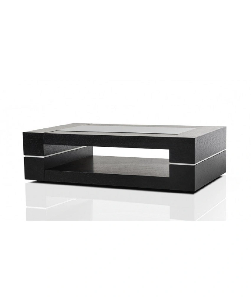 Black Oak Veneer And Glass Coffee Table-11488534