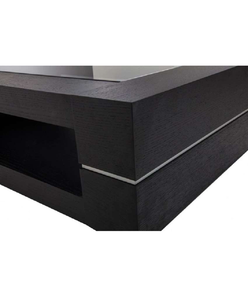 Black Oak Veneer And Glass Coffee Table-3