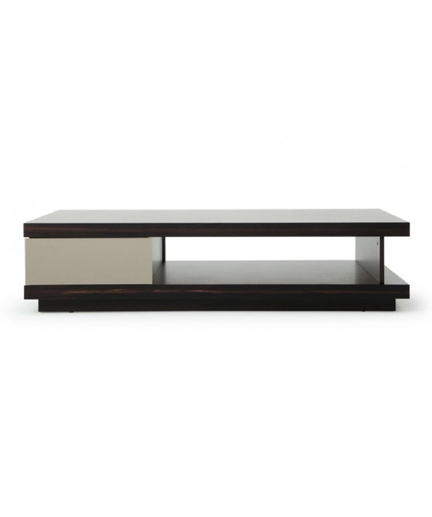 Oak And Grey Gloss Veneer Coffee Table-Dark Brown-Rectangle-3