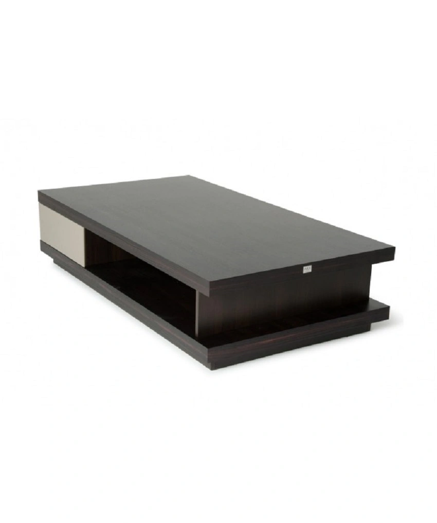 Oak And Grey Gloss Veneer Coffee Table-Dark Brown-Rectangle-4