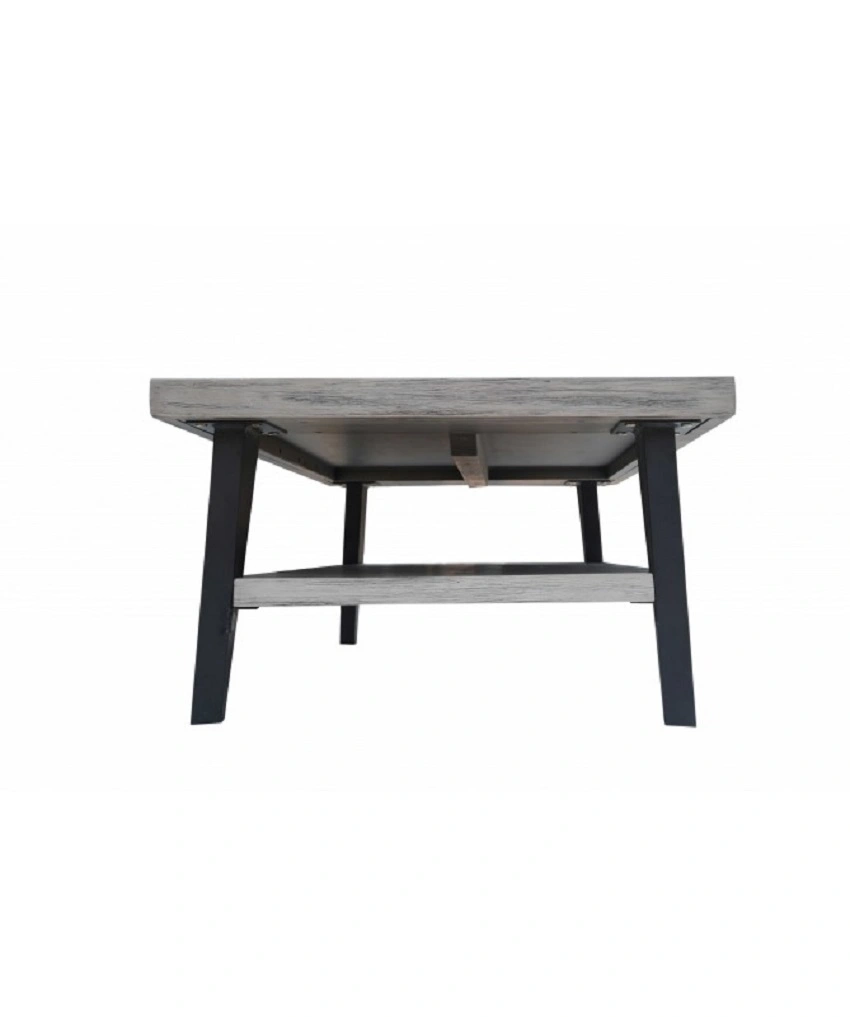 Black Acacia Wood Metal Coffee Table-Rectangle-3