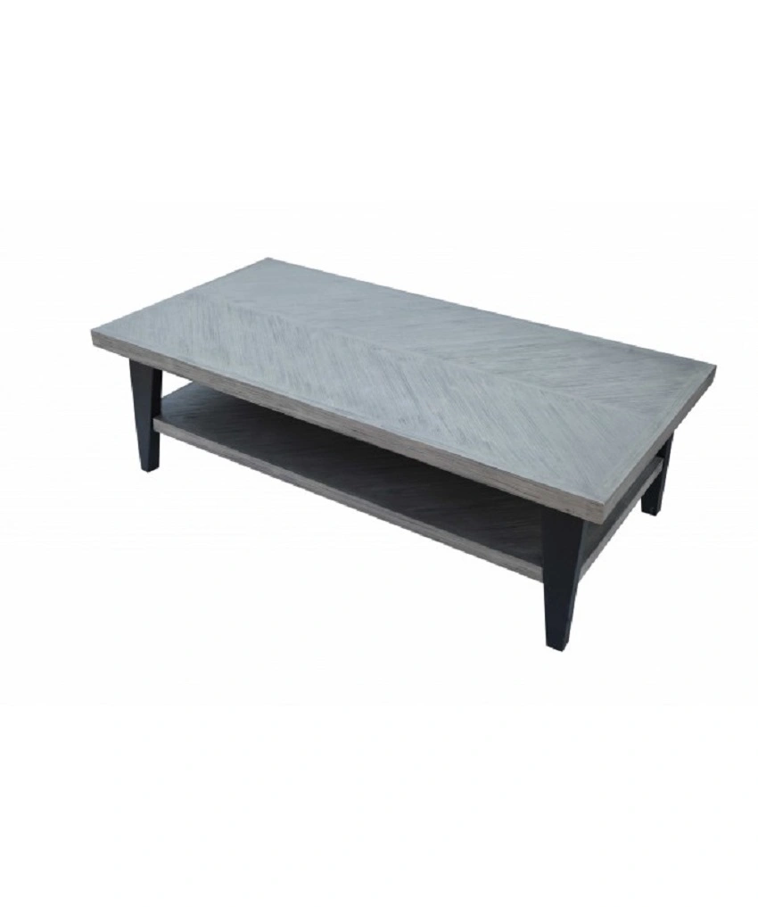 Black Acacia Wood Metal Coffee Table-Rectangle-4