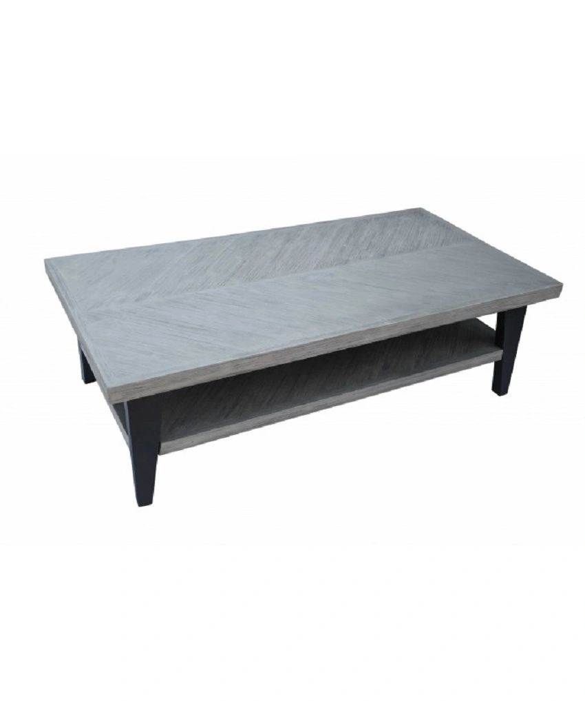 Black Acacia Wood Metal Coffee Table-Rectangle-1