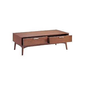 Walnut Wood District Coffee Table with Drawers
