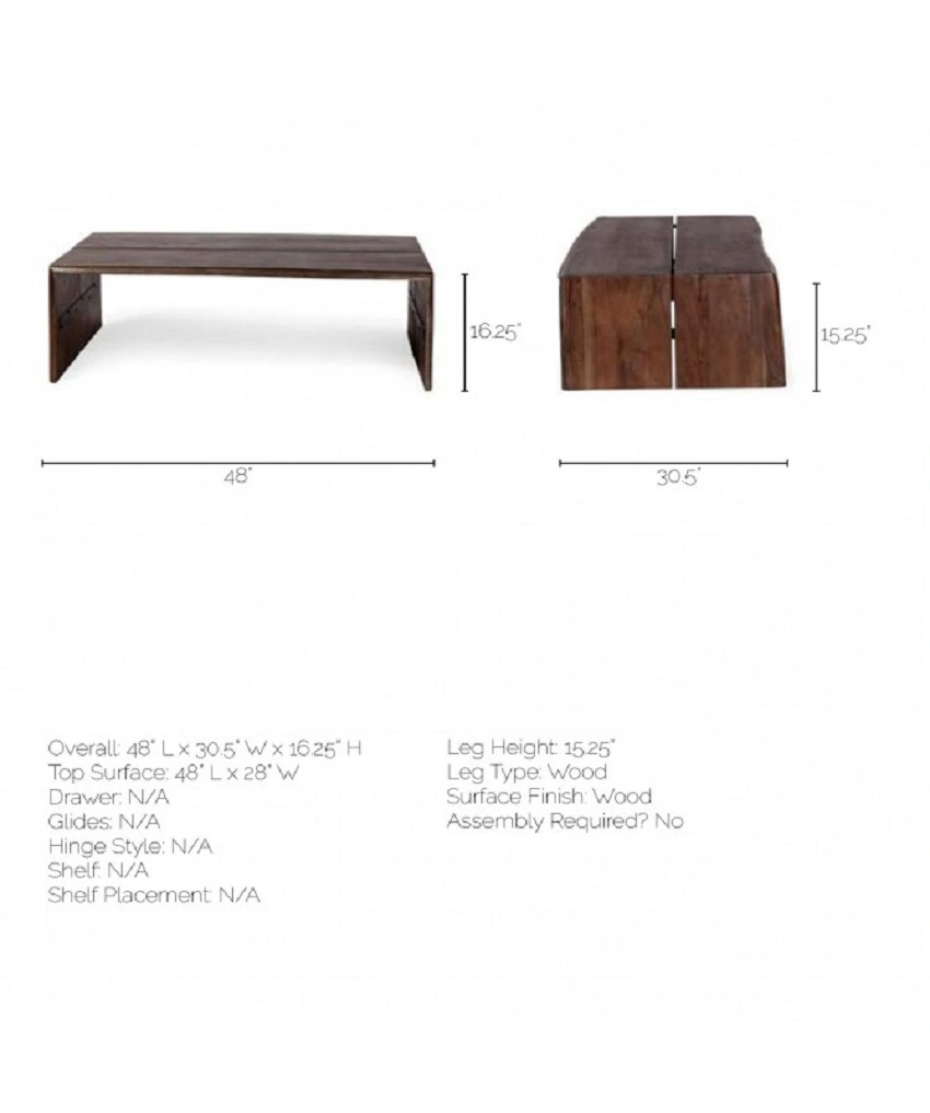 Rectangular Solid Wood Coffee Table-Rectangular-3