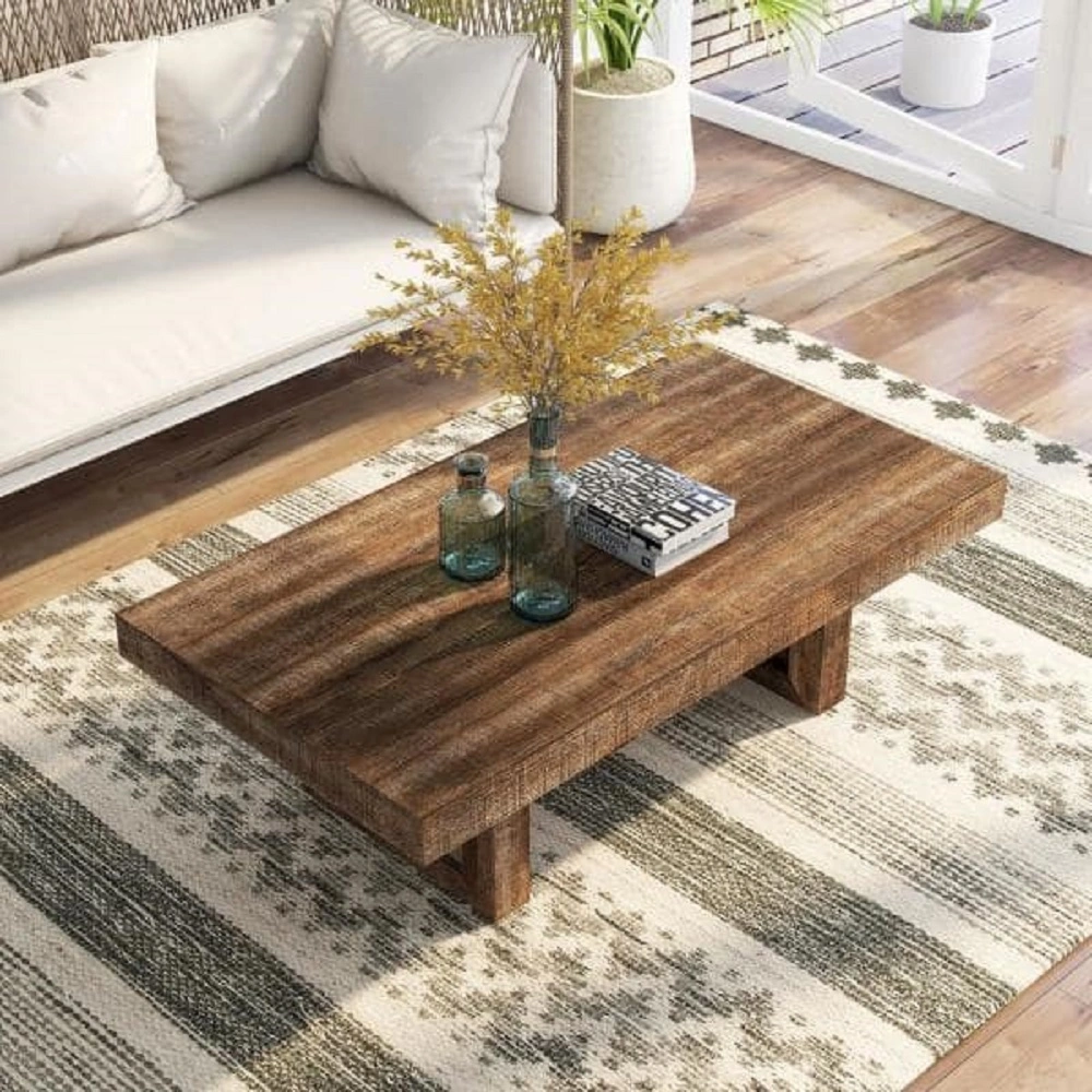 Solid Mango Wood Coffee Table-Rectangular-2