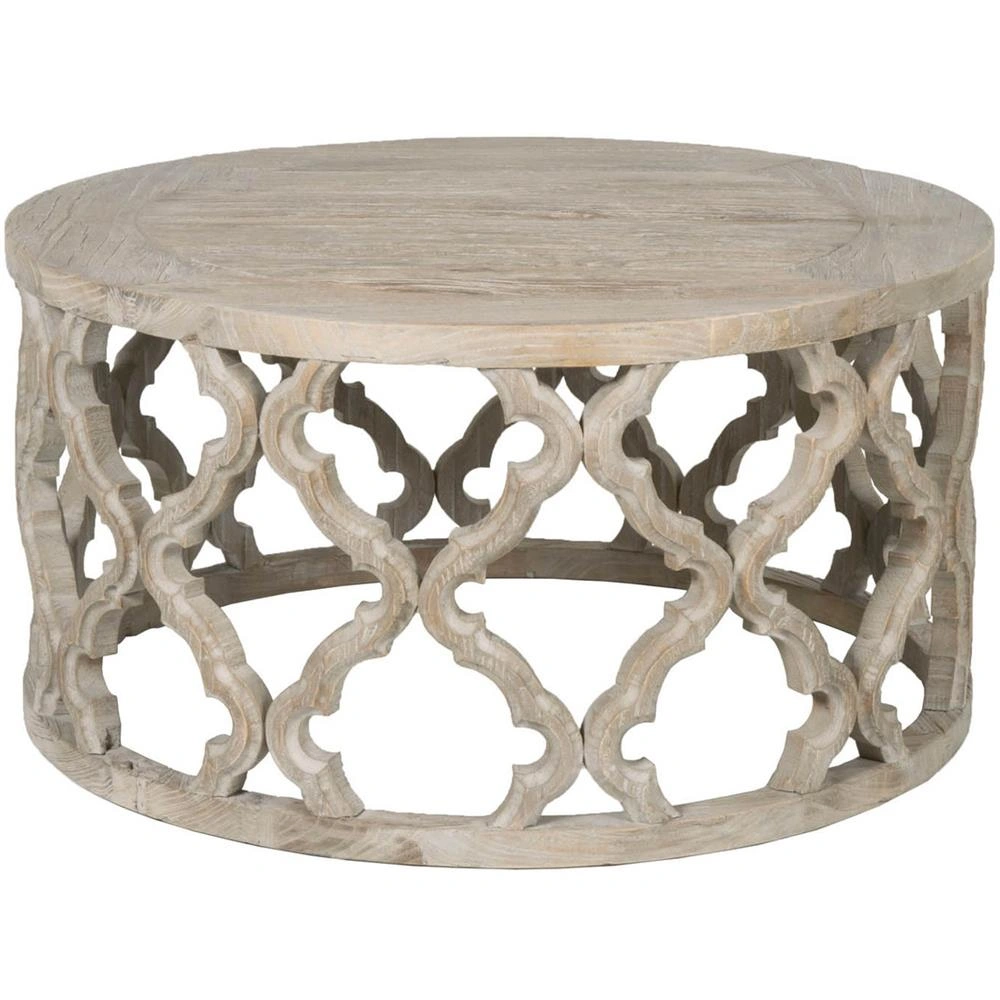 Round Sheesham Wood Coffee Table-Circular-1