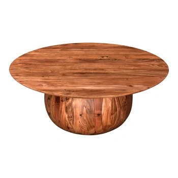 Drum Style Mango Wood Coffee Table-Round-3