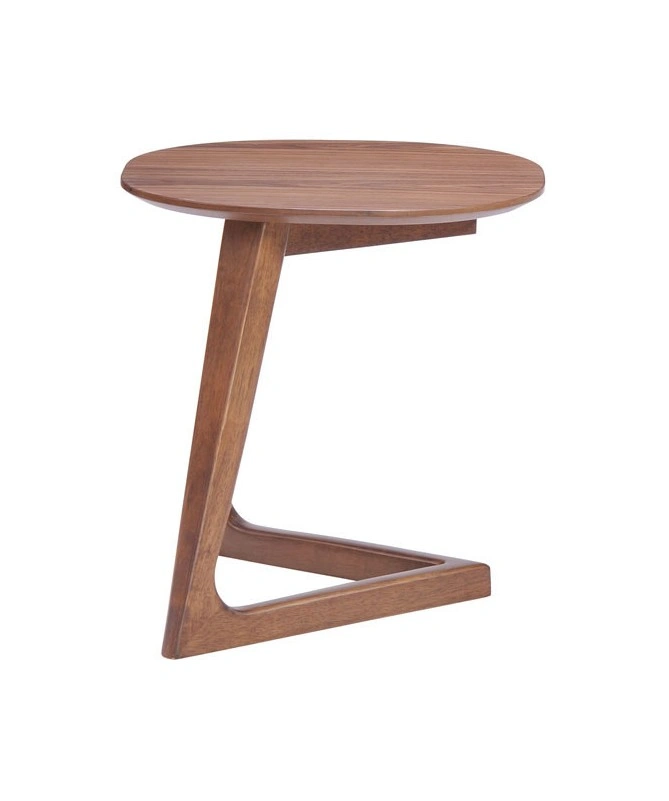 Natural Teak Wood Side Table-Geometric-3