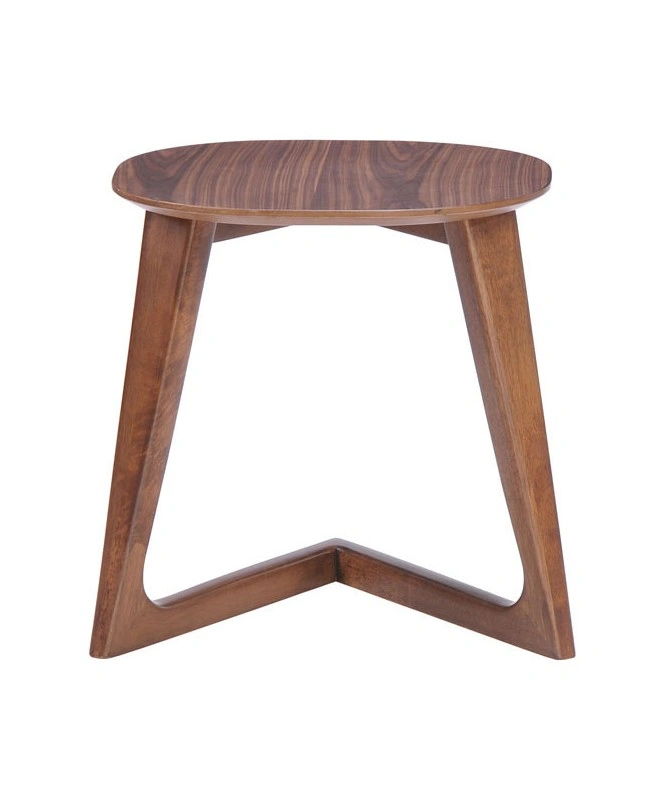 Natural Teak Wood Side Table-Geometric-1