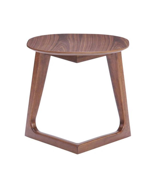 Natural Teak Wood Side Table-Geometric-2