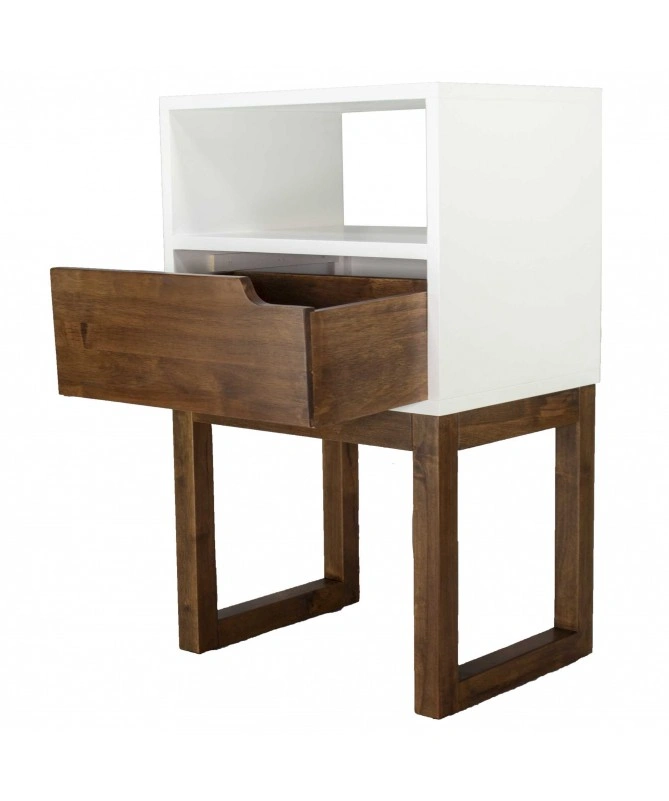 Mocha Solid Wood One Drawer Open Display Side Table-11490968